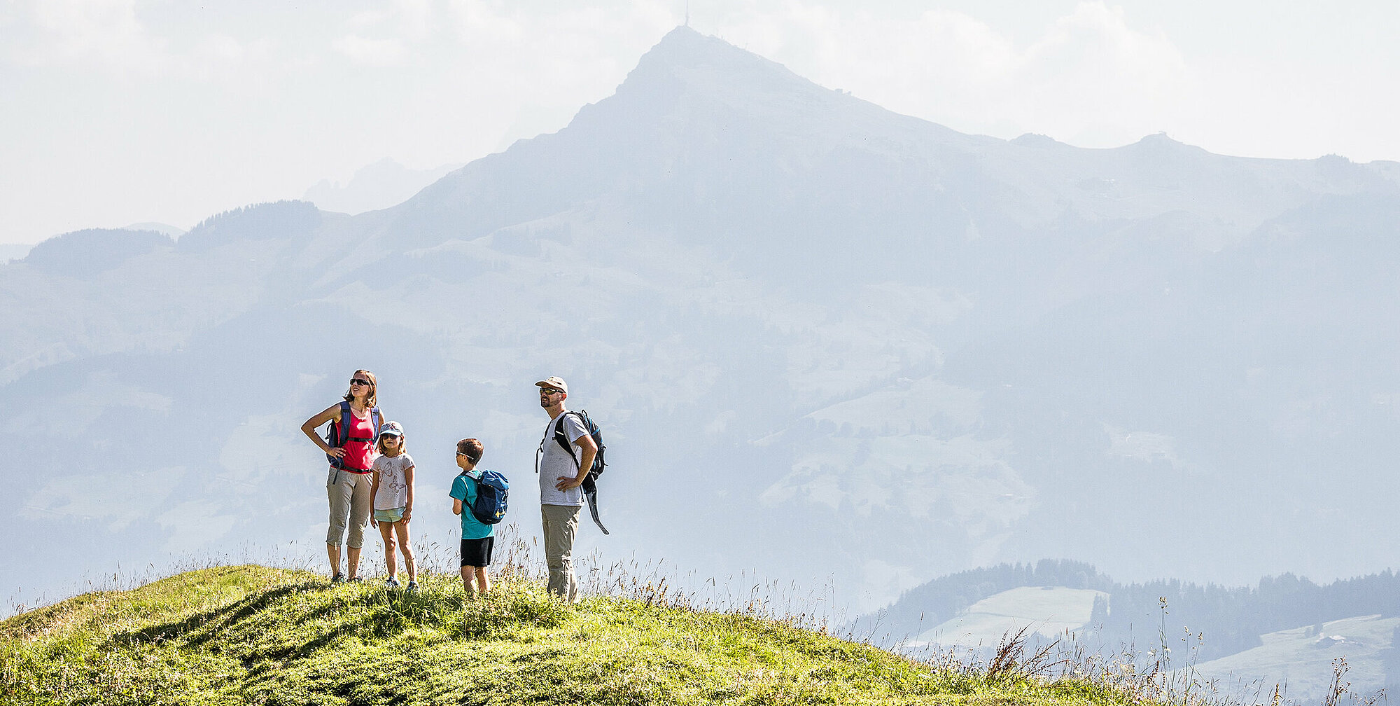 Hiking during a summer holiday in the Kitzbühel Alps in Tirol